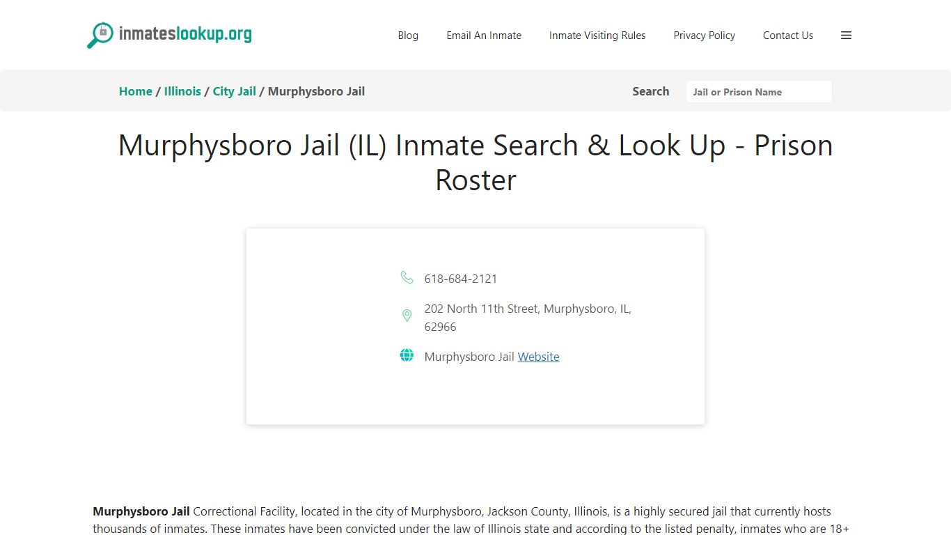 Murphysboro Jail (IL) Inmate Search & Look Up - Prison Roster