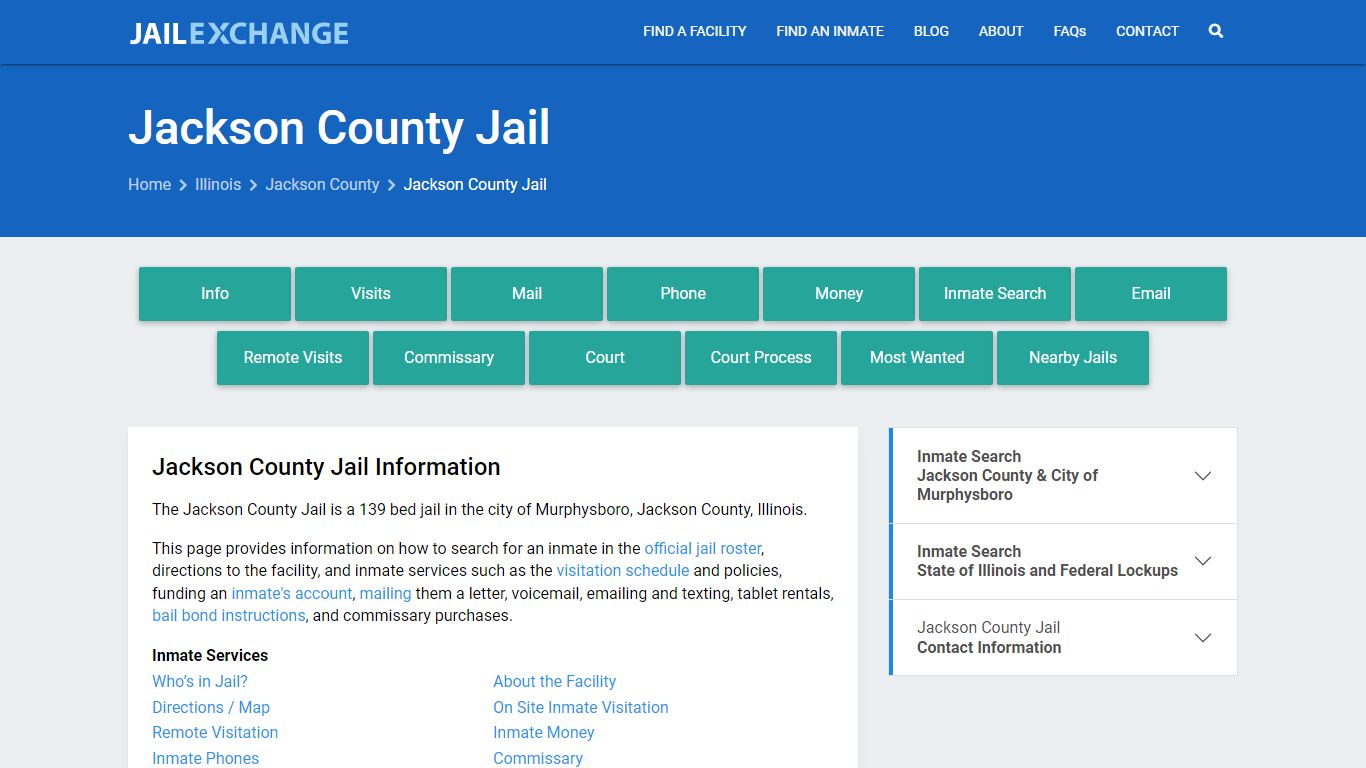 Jackson County Jail, IL Inmate Search, Information